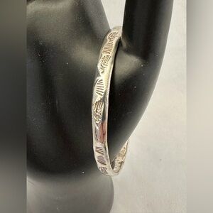 Vintage Sterling silver etched bangle made in Mexico